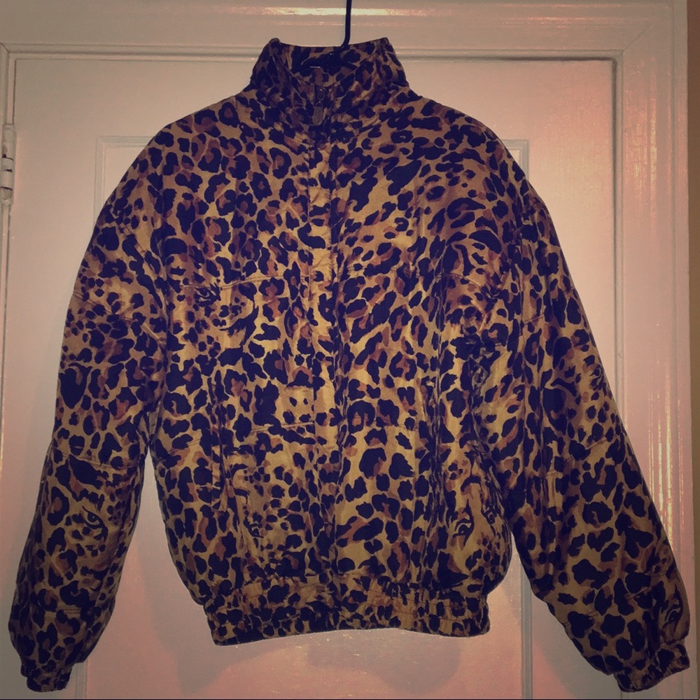 100% silk leopard bomber jacket